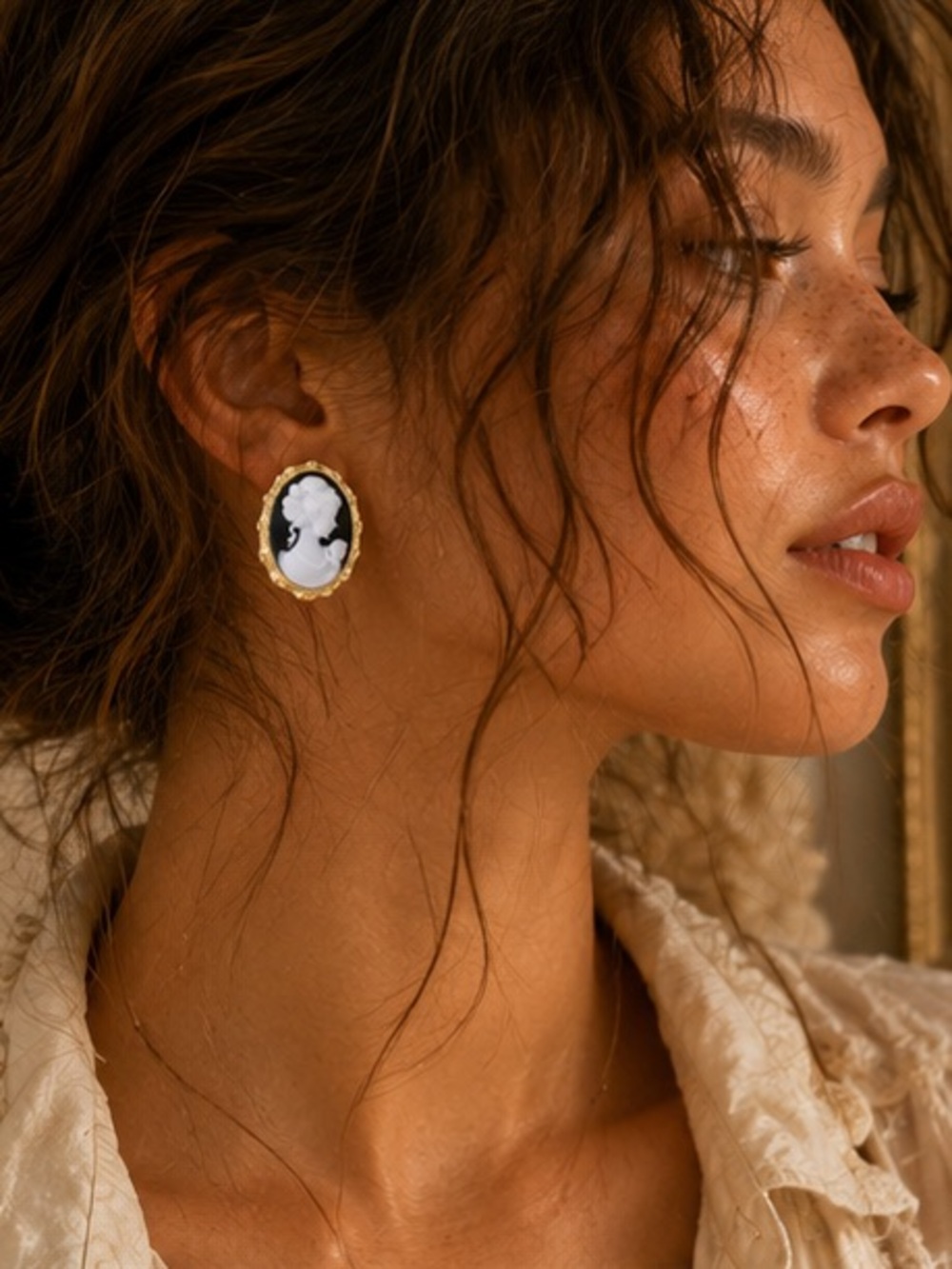 Vintage Cameo Portrait Earrings